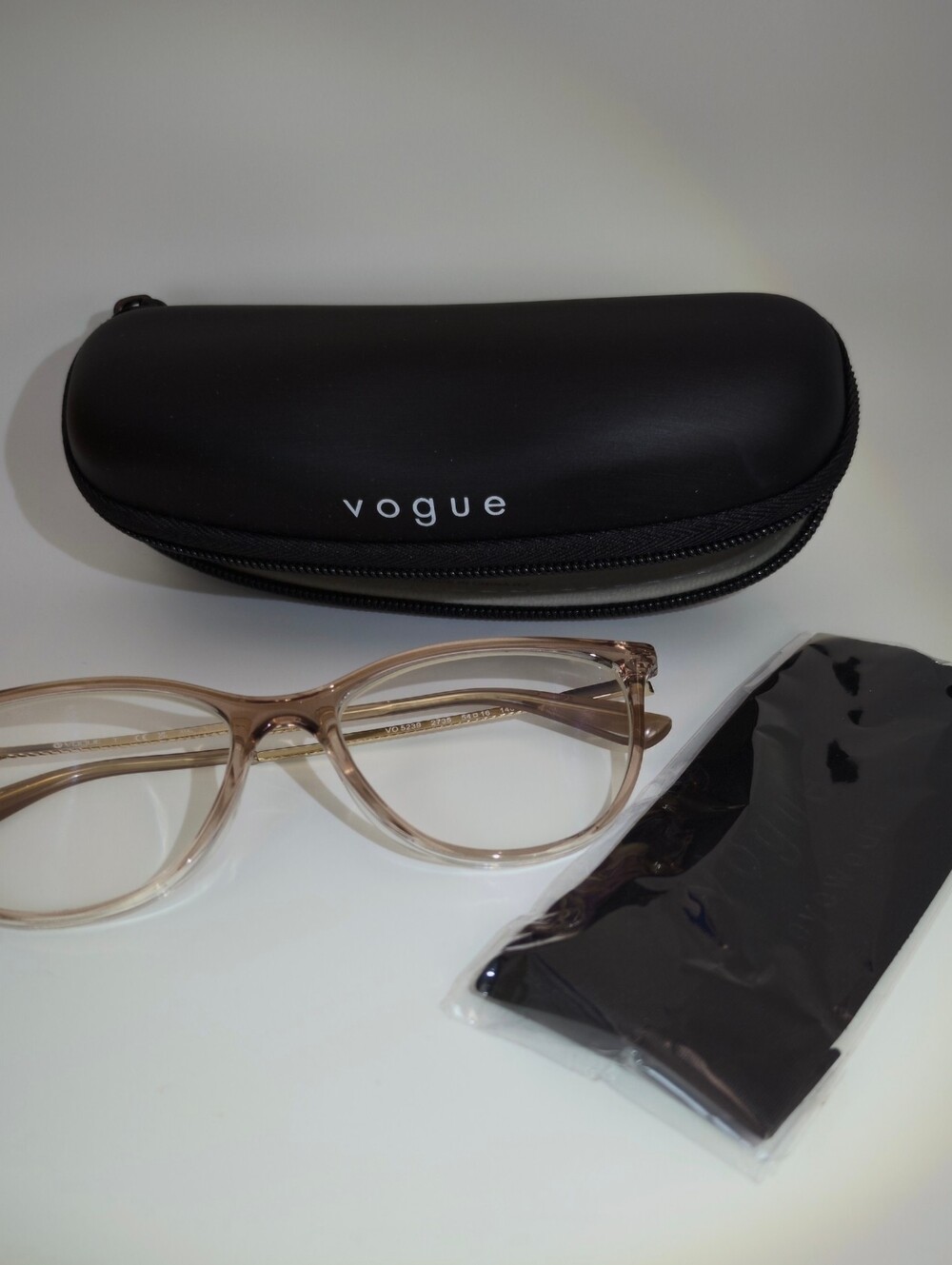 Vogue Women's Clear Beige Cat Eye Gold Eyewear.